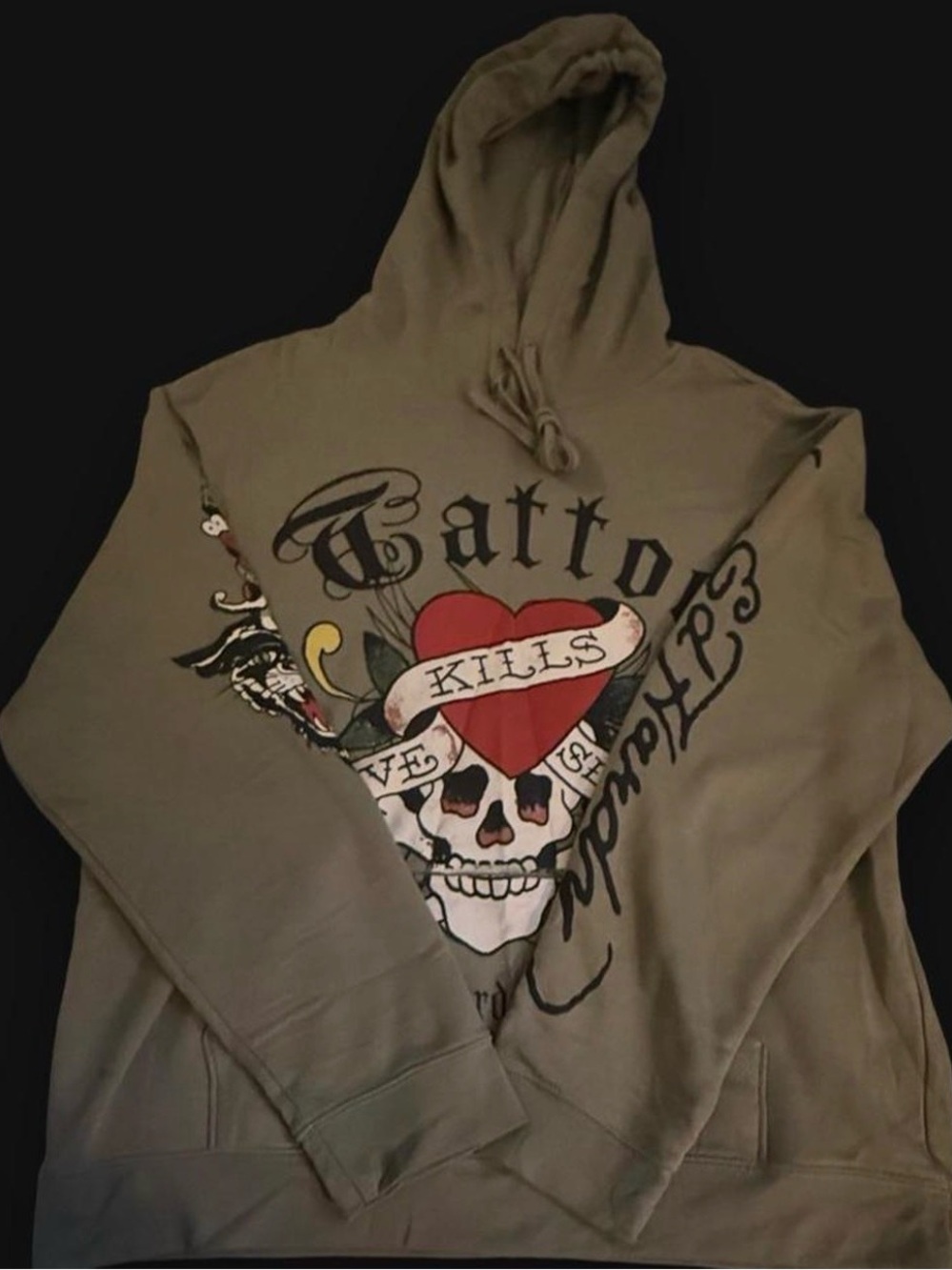 ED HARDY “LOVE KILLS” SKULL PULL OVER HOODIE**NWT